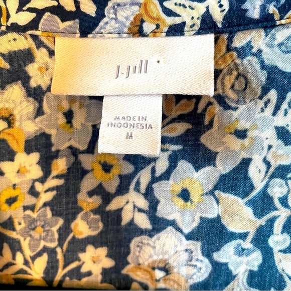 J. Jill M Short Blue floral sun dress sleeveless button down front collared - Picture 10 of 10